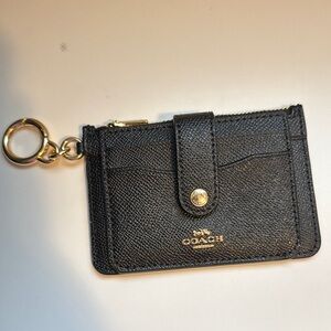Coach Black Textured Leather Keychain Pouch